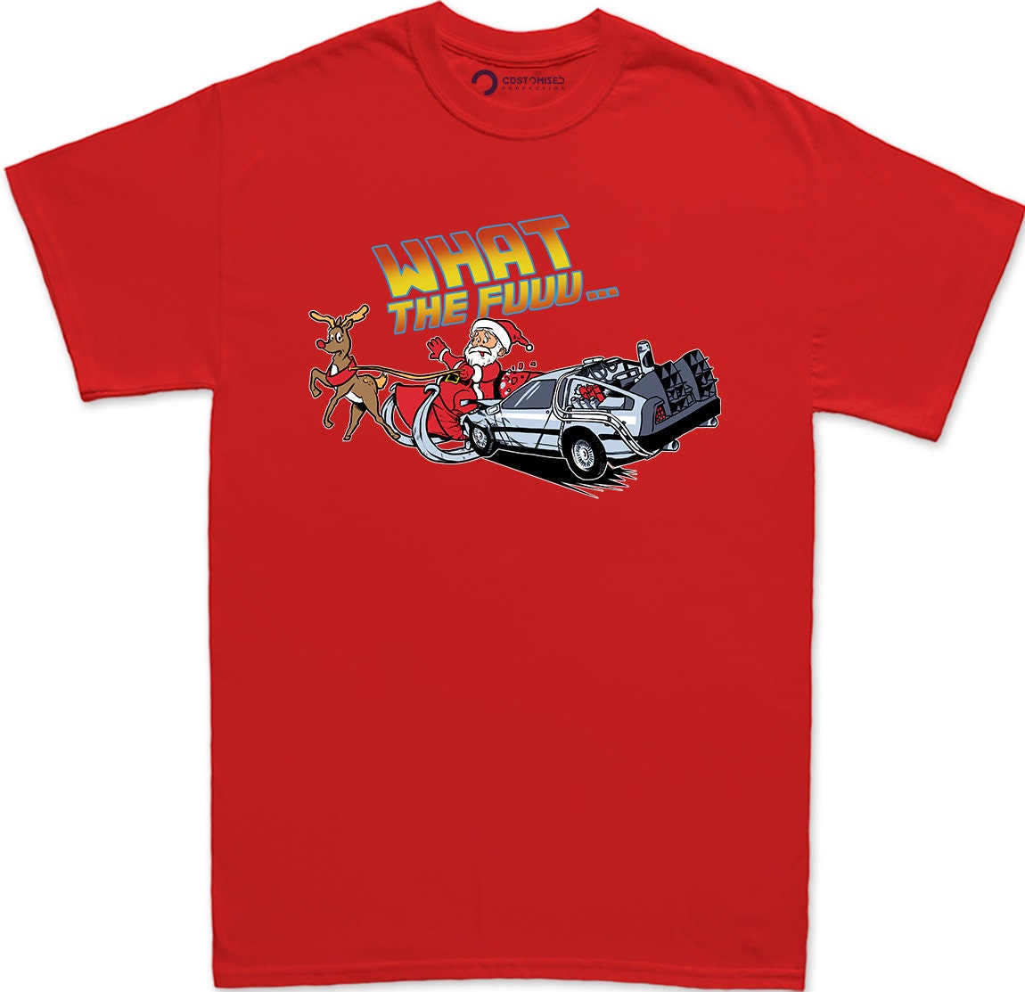 Funny Santa Shirt for Men, Back to the Xmas Future Shirt, Funny Christmas Shirt, Funny Christmas Tee, 88mph Car Crashes Santa Men's T Shirt