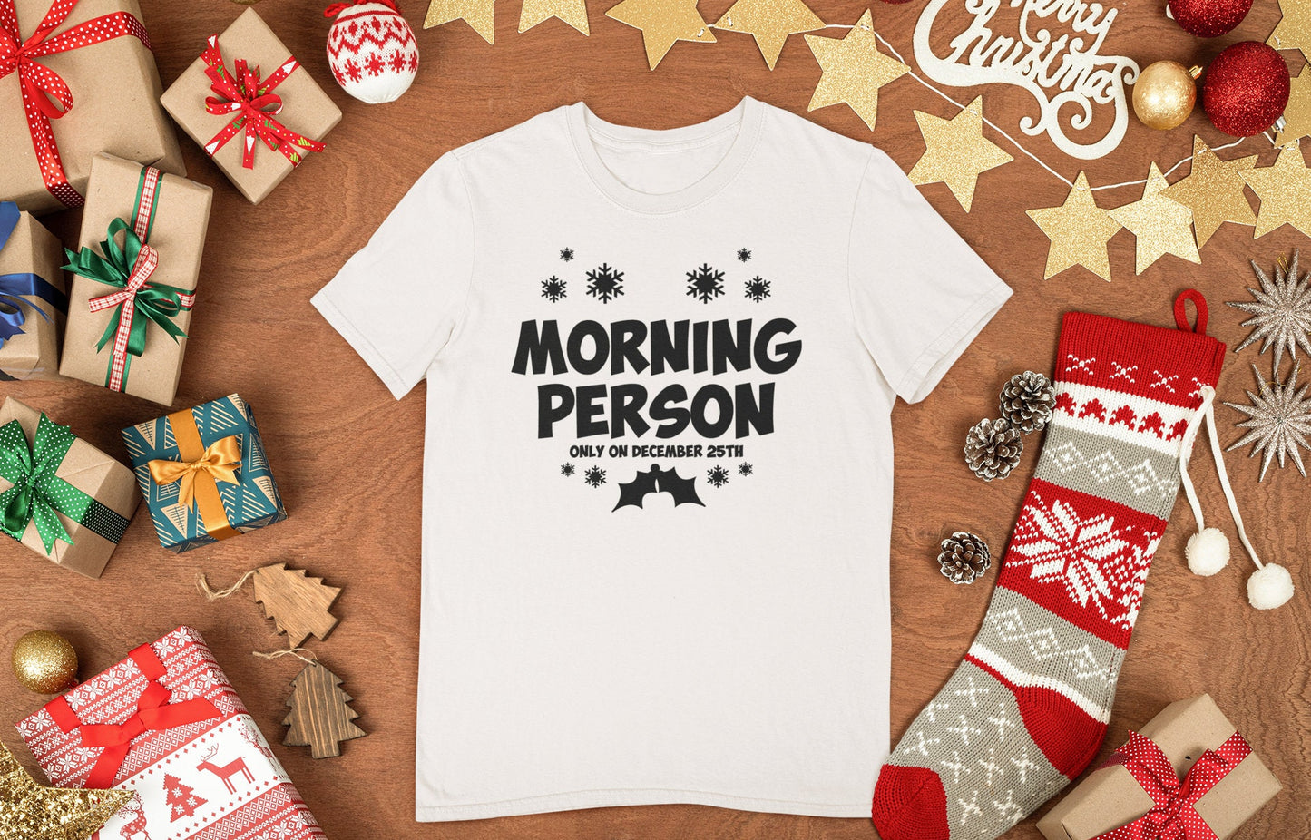 Family Matching Christmas Shirt for Men, Christmas T Shirts for Family, Christmas Crew Shirt Gift, Morning Person On Christmas Mens Shirt