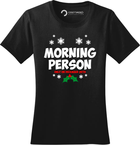 Family Matching Christmas Shirt for Women, Family Christmas Gift Shirts, Christmas Crew T Shirt, Morning Person On Christmas Ladies T Shirt