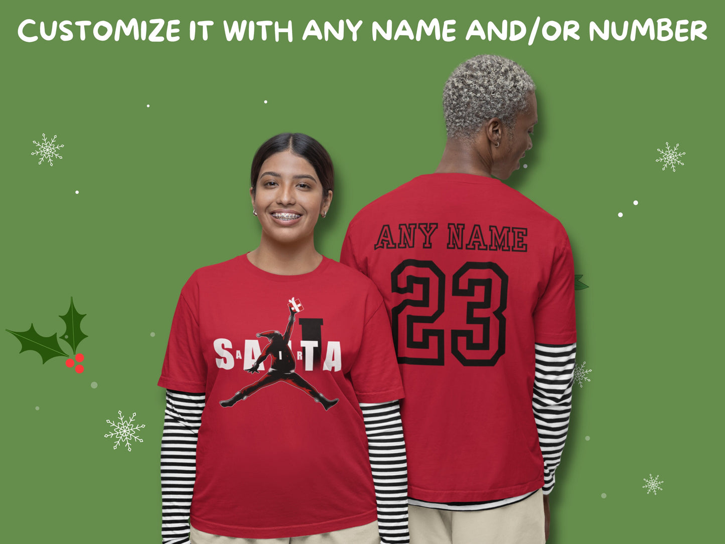 Air Santa Shirt, Black Santa, Basketball Christmas Shirt, Custom Christmas Gift, Matching Christmas Shirts for Families