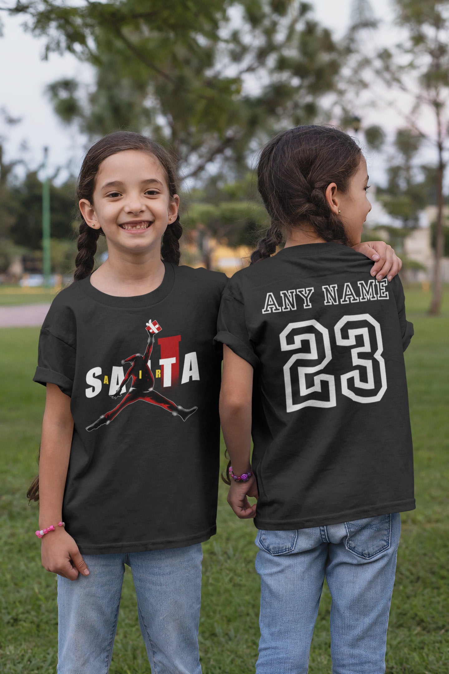 Air Santa Shirt, Black Santa, Basketball Christmas Shirt, Custom Christmas Gift, Matching Christmas Shirts for Families