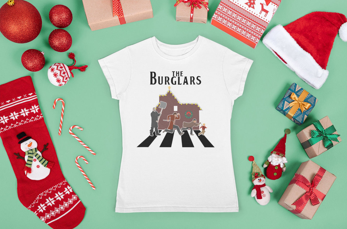 Funny Christmas Shirt for Women, Funny Holiday Shirt, Christmas Gift T shirt, Family Christmas Tee, Home All Alone on Abbey Road Shirt