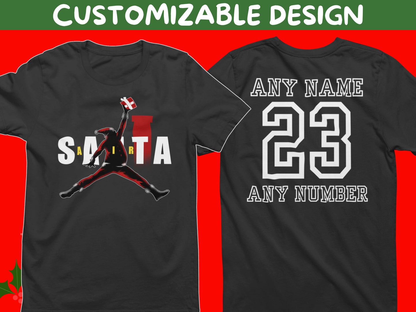 Air Santa Shirt, Black Santa, Basketball Christmas Shirt, Custom Christmas Gift, Matching Christmas Shirts for Families