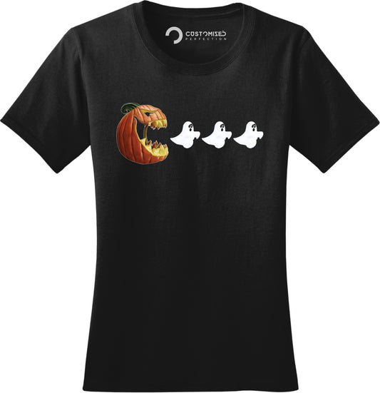 Pac Halloween Shirt - Pumpkin TShirt for Women -  Vintage Halloween Ghost Face Horror Costume - Jack O Lantern Shirt