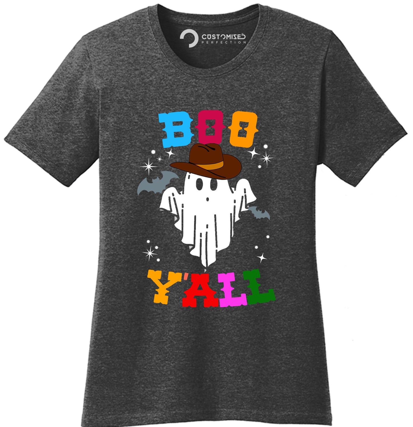 Spooky Boo Y'all Ghost Halloween T-Shirt for Women - Halloween Clothes Shirt Women Funny - Cute Halloween Shirts for Women