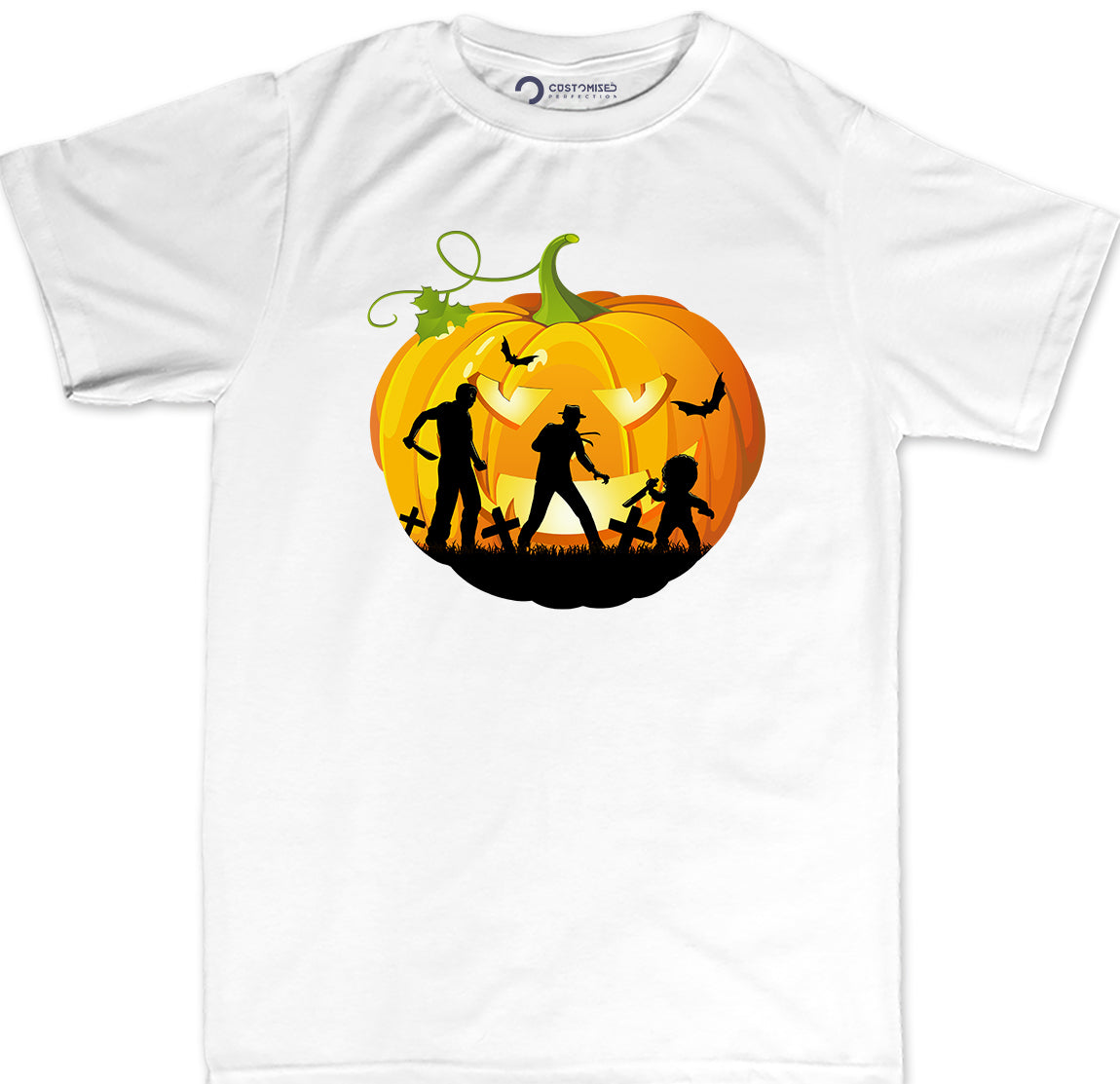 Horror Movie Icons Pumpkin Mens Halloween Shirt Michael Myers, Freddy Krueger & Chucky - Halloween Graphic Tee