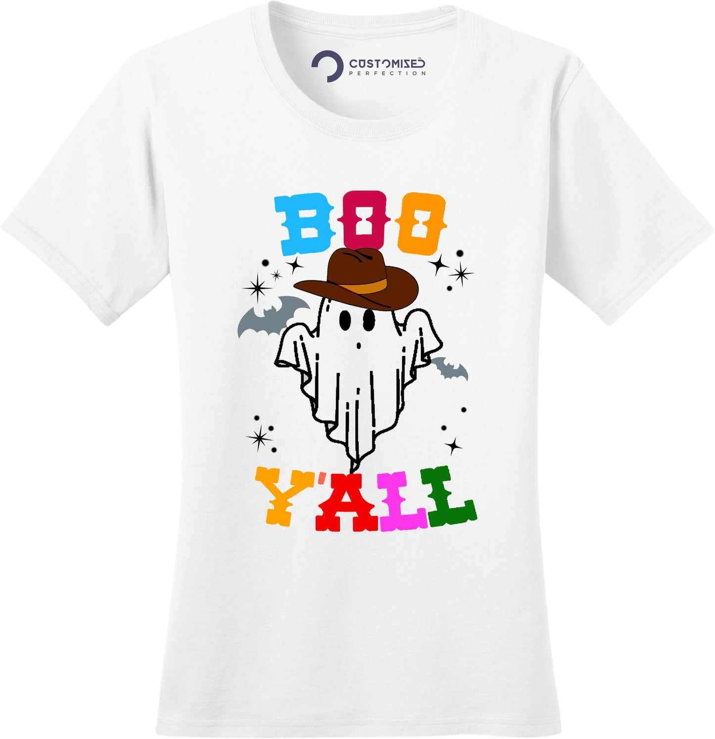 Spooky Boo Y'all Ghost Halloween T-Shirt for Women - Halloween Clothes Shirt Women Funny - Cute Halloween Shirts for Women