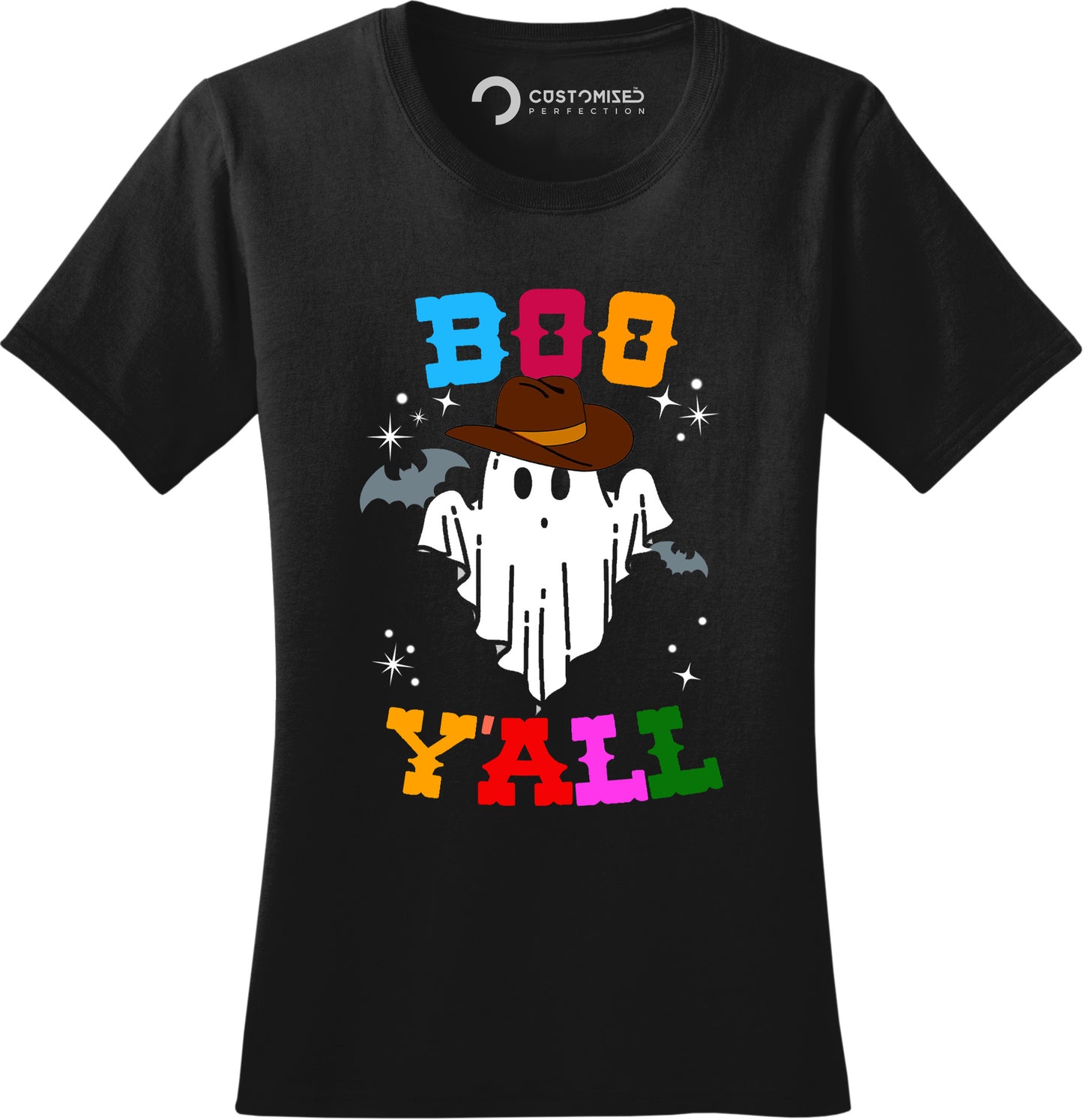 Spooky Boo Y'all Ghost Halloween T-Shirt for Women - Halloween Clothes Shirt Women Funny - Cute Halloween Shirts for Women