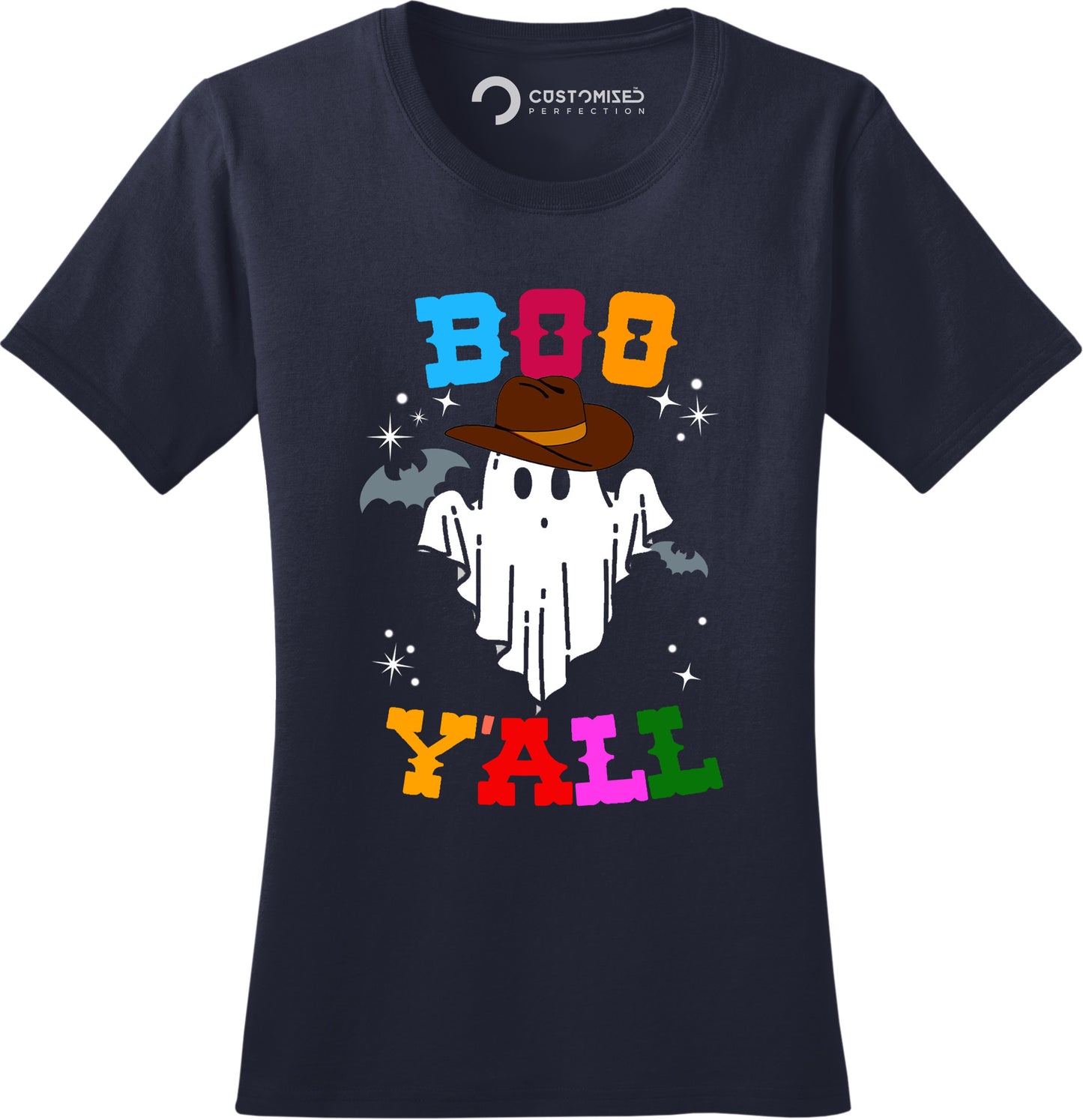 Spooky Boo Y'all Ghost Halloween T-Shirt for Women - Halloween Clothes Shirt Women Funny - Cute Halloween Shirts for Women